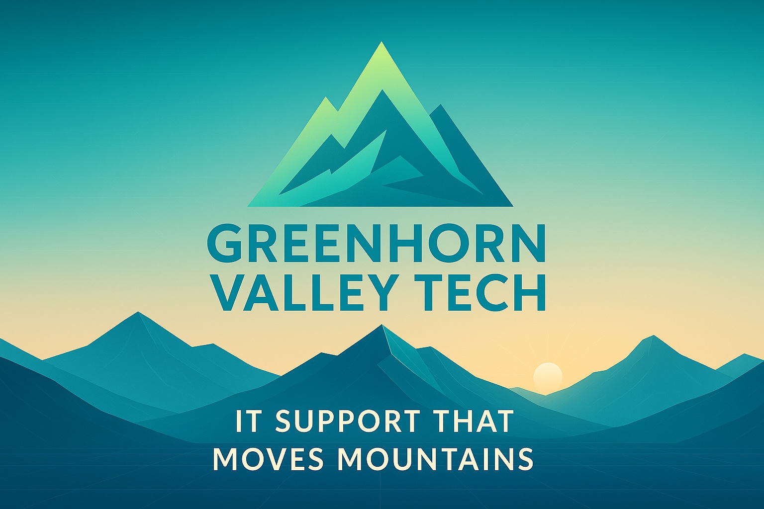 Greenhorn Valley Tech mountain logo at sunrise